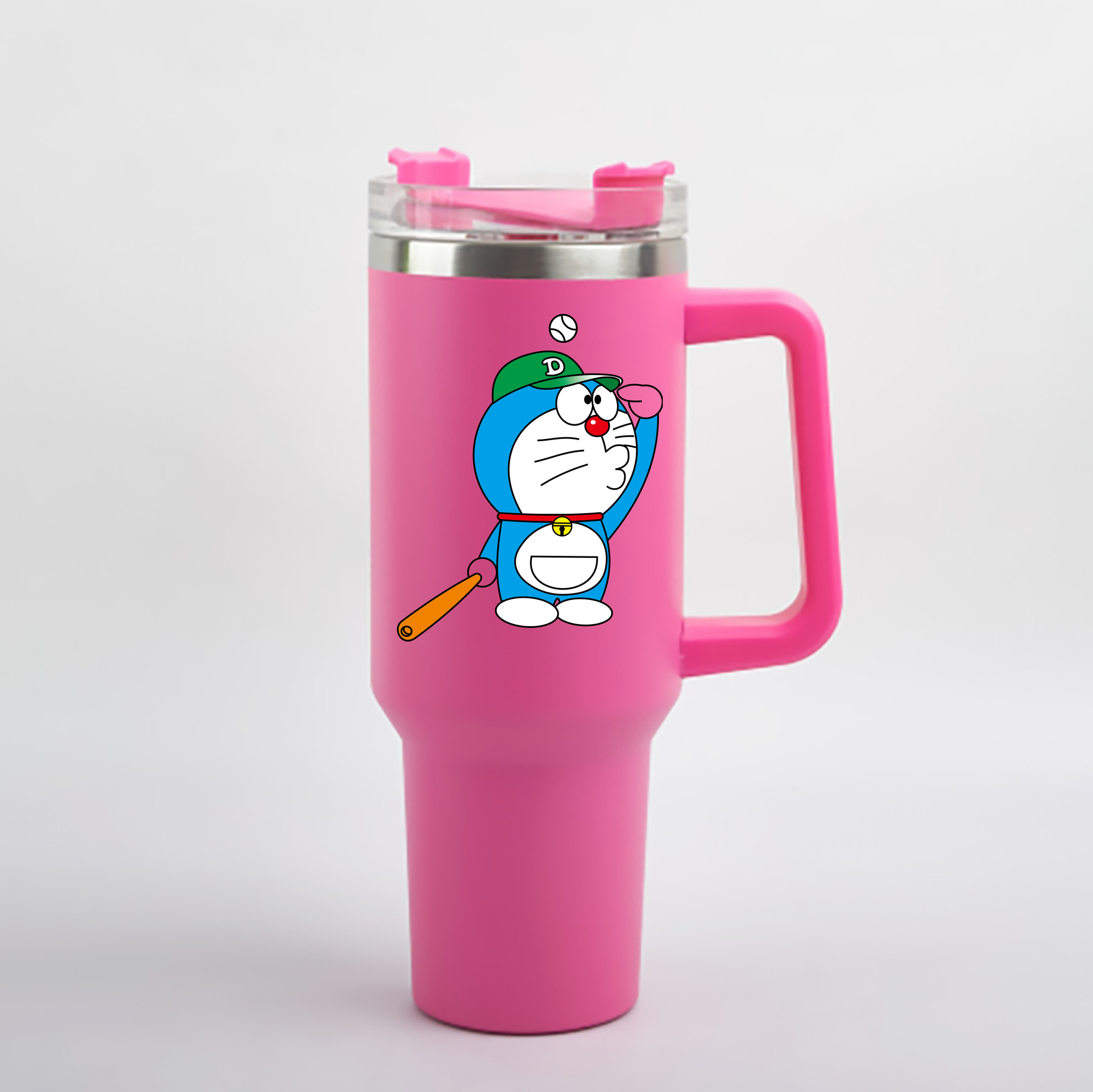 （画像用） ドラえもん Doraemon 1200mL車用タンブラー - クリスタルステッカー（プラスチックストロー付き）